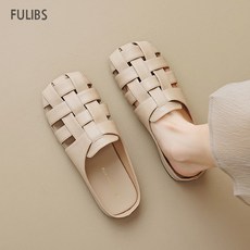 FULIBS 소가죽 짜임 피셔맨 뮬 슬리퍼 여성 빅사이즈 블로퍼265-225