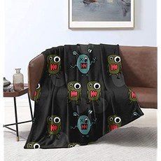 MYSTCOVER Cute Little Monster Throw Blanket Super Soft Ligh (Cute Little Monster 60"X50"for Teens), 본상품