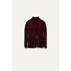 ZARA 프린지 니트 케이프 - 컬러 : Burgundy 3739/026/681