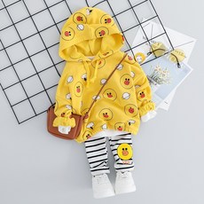 MOLY 여동 오리 봄 면 후드맨투맨+레깅스 세트 J503