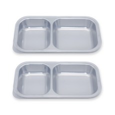 1+1 올품락 간편한끼 스텐 다이어트 직사각 뚜껑 식판, 2세트, one color