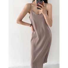 여자 데일리 슬림핏 H라인 어깨 끈 롱 나시 원피스 여름 휴양지 바캉스 비치 웨어 3컬러