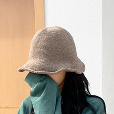 INHAT 따뜻한 울 니트 버킷햇