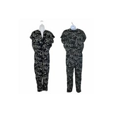 H&M black white cat print jumpsuit size 6