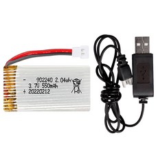 올칩 3.7V 550mAh 드론배터리 1개 USB충전기 세트 RC완구 과학상자 로봇 호환, (X4) 550mah1개+USB충전기1개