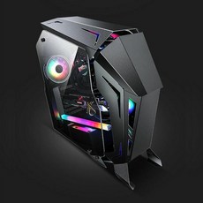 튜닝 컴퓨터케이스 커스텀 특이한 PC 케이스 교체 본체 데스크탑, 단일사이즈, 블랙, 1개