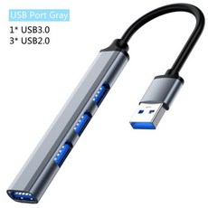 타입 C USB 허브 4 포트 멀티 분배기 OTG 어댑터 2.0 3.0 레노버 화웨이 Xiaomi 맥북 프로 15 에어 액세서리, 03 USB Gray, 1개
