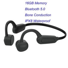 048 IPX8 방수 16GB 이어폰 무선 골전도 헤드셋 블루투스 헤드폰 스포츠 수영 MP3 음악 플레이어, 검은색