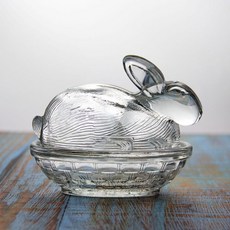 빈티지 토끼 유리 글라스 크리스탈 인테리어소품 보석함 악세사리보관함, 투명토끼개