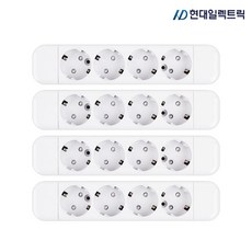 현대 접지 노출 4구 콘센트 나사타입 - 4개입 세트, 4개