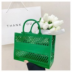 비치 목욕 가방 젤리가방 해변 수영 바구니 목욕비치, 큰 녹색