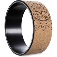 Navaris Cork Yoga Wheel 스트레칭 유연성 허리 굽힘을 위한 소품 자세를 깊게 하고 등 어깨 가슴 지름 13 33cm, Style 1, 1개