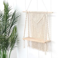 더라임코리아 스퀘어 마크라메 선반 39cm, 스퀘어마크라메행잉선반