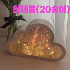 구름 튤립 무드등 완제품 거울 집들이 선물 조명등 조명 꽃, 핑크 튤립 20송이(완제품)