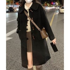 메이첼 여성용 숄더 카라 떡볶이 버튼 데일리 포켓 롱 코트 01720