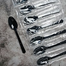 일회용숟가락 블랙 국내생산 줄줄이 포장, 1세트, 1000개입