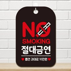 NO SMOKING 절대금연 팻말 블랙 알림판 안내푯말