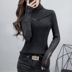 티티웍스 목폴라 긴소매 스웨터 슬림핏 여성 겨울 섹시 니트티