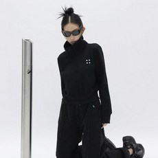 Karrcat 그런지 크롭 후디 고딕 하라주쿠 터틀넥 재킷 일본 더블 지퍼 스웻셔츠 한국 패션 스트리트웨어 Y2k