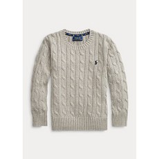 해외 상품 Polo Ralph Lauren Cable-Knit Cotton Sweater 리틀 키즈 폴로 남아 케이블 니트 스웨터 그레이 칼라 487318