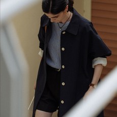 틸아이다이 Stitch raglan trench coat_Navy - 틸아이다이