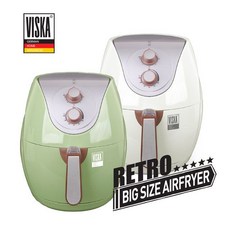 [천삼백케이] [㈜에이치커머스] 비스카 대용량 레트로 에어프라이어 7.8L (아이보리 그린), 아이보리