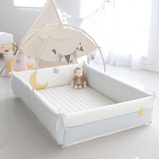 비비엔다 특대형 아기 범퍼 침대 - 문스타 블루 | Vivienda Bumper Bed - Moon Star Blue