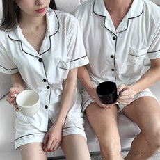 [수앤수]줄리엣 남녀 커플 파자마 잠옷세트 (24C021)