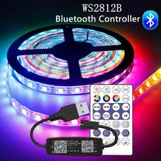 개별 주소 지정 스마트 RGB LED 스트립 방수 및 28 키 블루투스 음악 컨트롤러 키트 WS2812B DC5V, 9.Black PCB - 4M 30 IP65 kit
