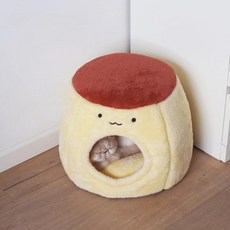 폐쇄 고양이 둥지 침대 푸딩 모양 디자인 봉제 강아지 겨울 따뜻한 해체 및 세척 가능 애완 동물 용품