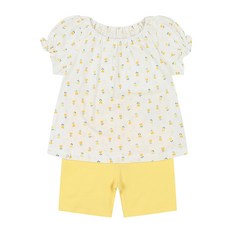 아가방 중계점 *BEST*큐티 반소 내의 (YELLOW) *24년 여름신상* 귀여운 플라워 패턴 디자인 가볍고 편안한 착용감 반팔 내의 상하세트 9개월~5세