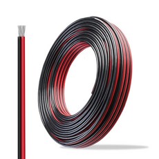 TMH 2가지 색상 레드 블랙 케이블 6.1m(20피트)-18 AWG 2핀 연결 전기 LED 스트립 연장 와이어 7.5A 12V/24V 리본 램프 테이프 조명용 컨덕터 평행, 20 Feet, 6.1m(20피트) (18 AWG)