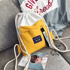 보드가방 주머니 스트링 백팩 남녀 초등학생 책가방 가엽고편리한 운동 심플 복습 학원가방, T15-업그레이드 스트링 노란색