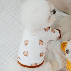톰앤토미s 강아지 고양이 봄 옷 귀여운 식빵 티셔츠 실내복 잠옷 (화이트 머스타드 S~XL), 요거트(화이트)