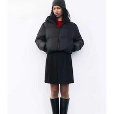 ZARA 여성점퍼 아방가르드 후드 쇼트 블랙 패딩