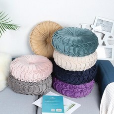 쿠션솜60×60 벨벳 Pleated 이불 라운드 층 쿠션 베개 Pouf 던져 홈 소파 장식 33x11cm