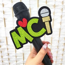 MC 사회자 마이크 네임택_방송 소품, 그린