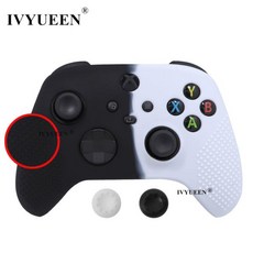 게임케이스 IVYUEEN 미끄럼 방지 보호 스킨 조이스틱 그립이 있는 실리콘 젤 케이스 아날로그 엄지 스틱 캡 XBox 시리즈 X S 컨트롤러용, 1개, Black White, 06 Black White