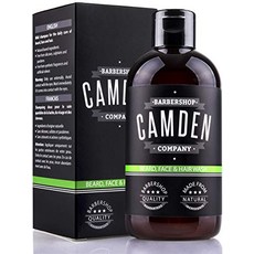 Sync Living 남자 수염발모제 맨솔루션 수염관리 바버샵Camden Barbershop Company 2in1 비어드 샴푸 남성용 100 % 천연 비어드 페이스 워시 상쾌한 향기 무 향수 250m-67111, 단일옵션, 단일옵션