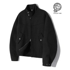(국내배송) TRILLION 트릴리온 1215 배송 울 엘보우 패치 2WAY 해링턴 자켓 (BLACK) WOOL ELBOW PATCH HARRINGTON JACKET