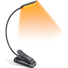 침대에서 읽을 수 있는 글로컬런트 버드나무 책등 10LED 밝은 독서등 3가지 색상과 밝기 충전식 80시간 지속 가벼운 클립 책을 사랑하는 사람들에게 적합합니다, Black, 1개
