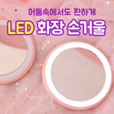 네오픽LED원형화장손거울 뷰티 메이크업 미러 휴대용, (원형)코랄 - led손거울