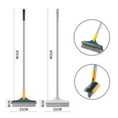 차차미 롱 스탠드 3in1 틈새 타일 청소솔 화장실 욕실 밀대 바닥솔 물기닦기 브러시, 혼합, 2개