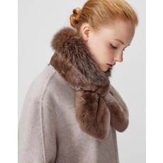 23FW [DAKS MUFFLER][DAKS FUR]여성 브라운 와이드 폭스퍼 머플러 DBMU3F742W3