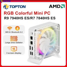 7840HS 2024 AMD 미니 PC Ryzen 9 7940HS ES 7 RGB 컬러 게이머 윈도우 11 와이파이 6 게이밍 DDR5 NVMe SSD 4K 컴퓨터