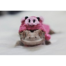 뜨개코할미 크레옷 크레스티드게코돼지후드옷 돼지뜨개후드옷 뜨개옷 도마뱀옷 도마뱀뜨개옷 도마뱀소품 뜨개코할미, 핑크