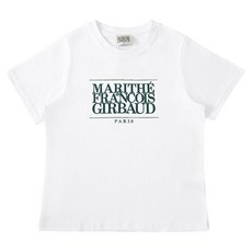 MaritheFrancoisGirbaud 男女適用W-經典Logo短袖 MF35SCURT02, 短袖(白色) Logo(深綠色)
