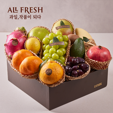 [올프레쉬] 럭셔리 과일선물세트 친환경 포장 1호 5kg이상 제철과일 특품13종 (보자기포장 메시지 엽서), 1개