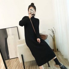라운드 롱니트 원피스 겨울 골지 터틀넥 니트 목폴라 롱원피스 루즈핏 4color