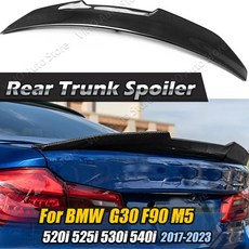 BMW 5시리즈 G30 후방 트렁크 스포일러 루프 립 트림 테일윙 바디 키트 17-23년 M5 F90 PSM 스타일 카본 룩, 유광 Black